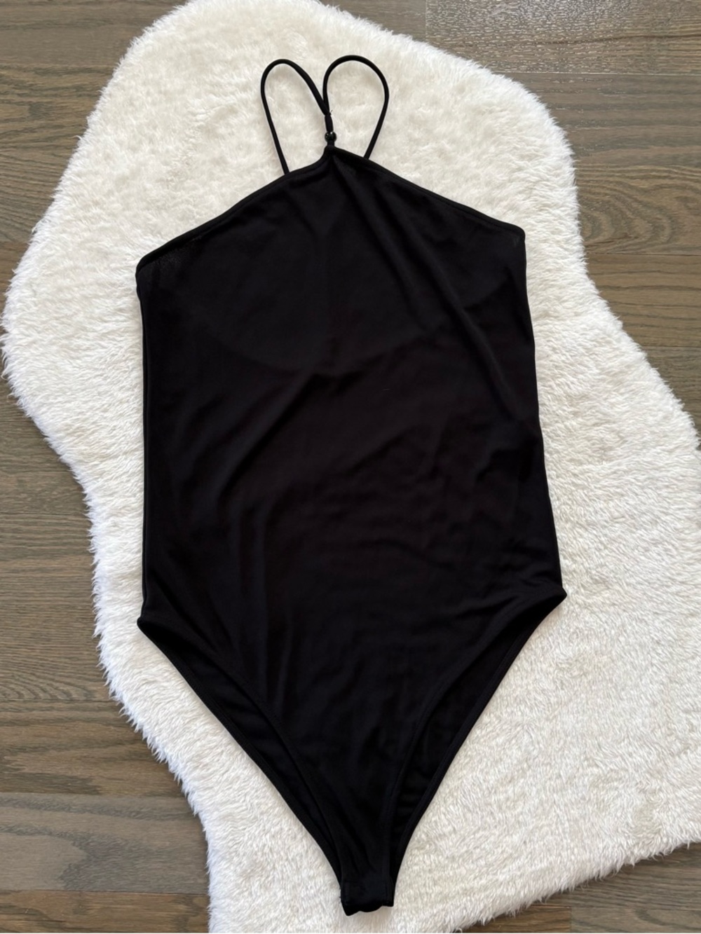 ZARA black halter beaded bodysuit top